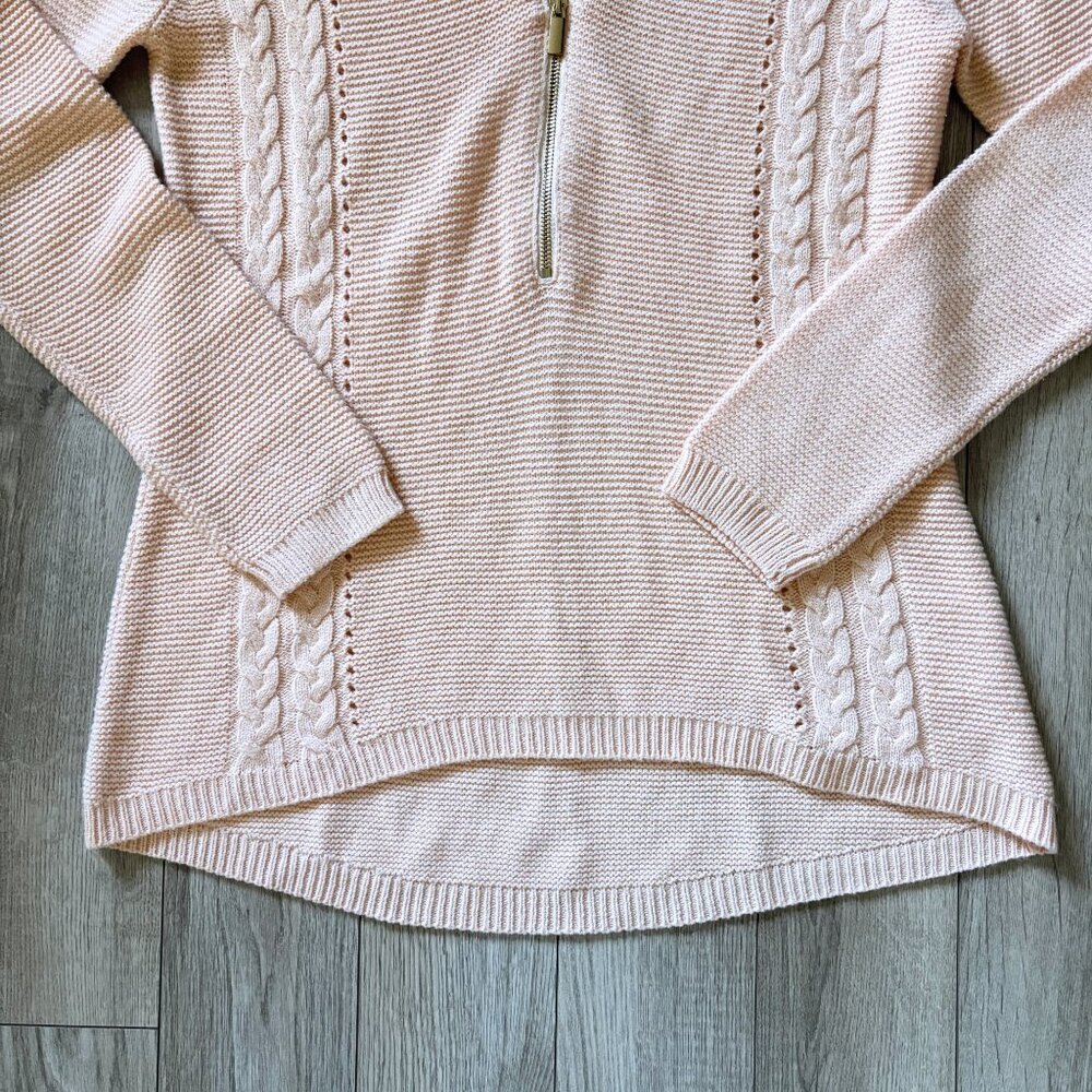 New York & Company Half Zip Light Pink Sweater Womens Medium Preppy Old Money - Picture 3 of 12